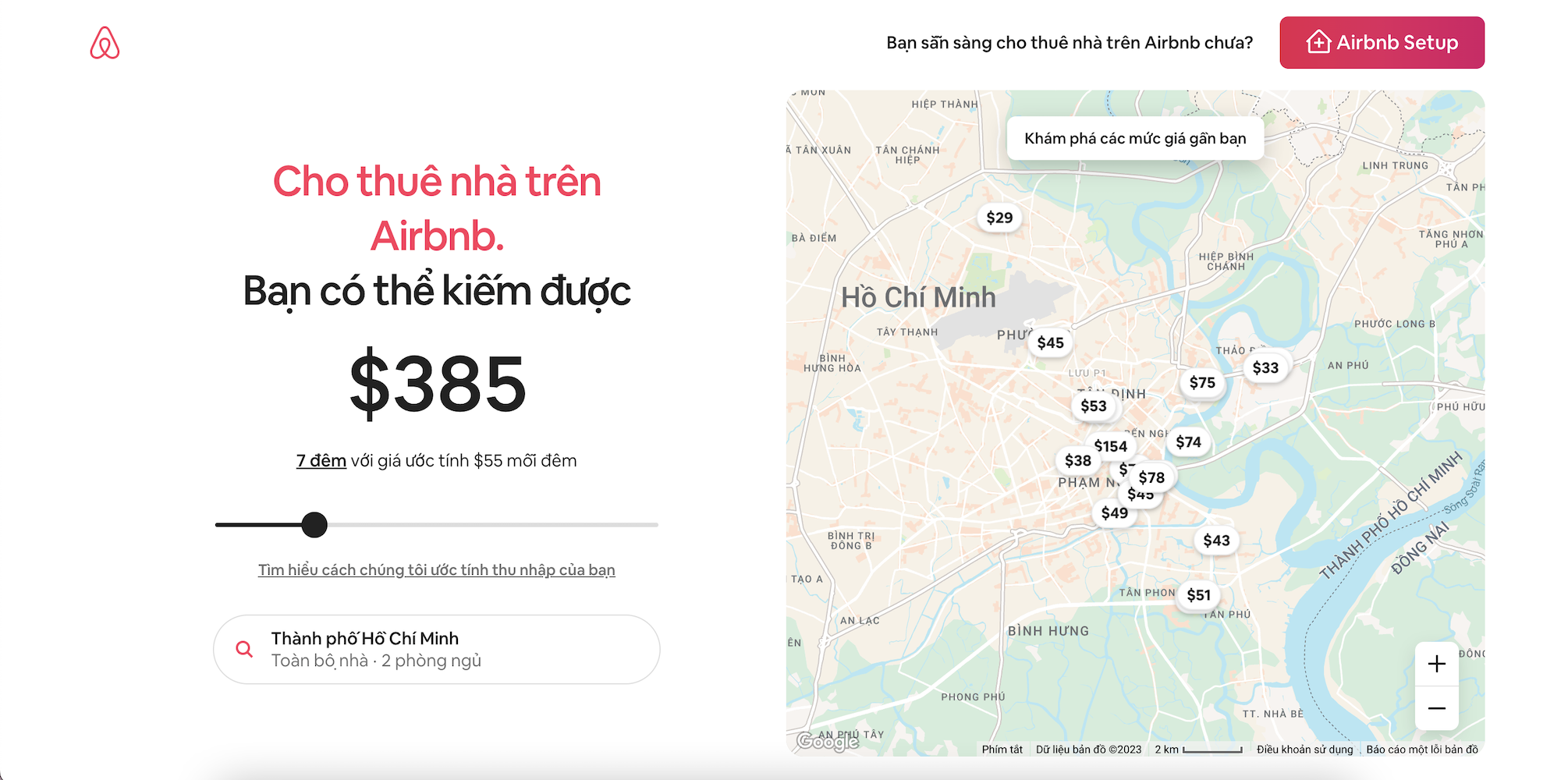 cho thuê nhà trên airbnb